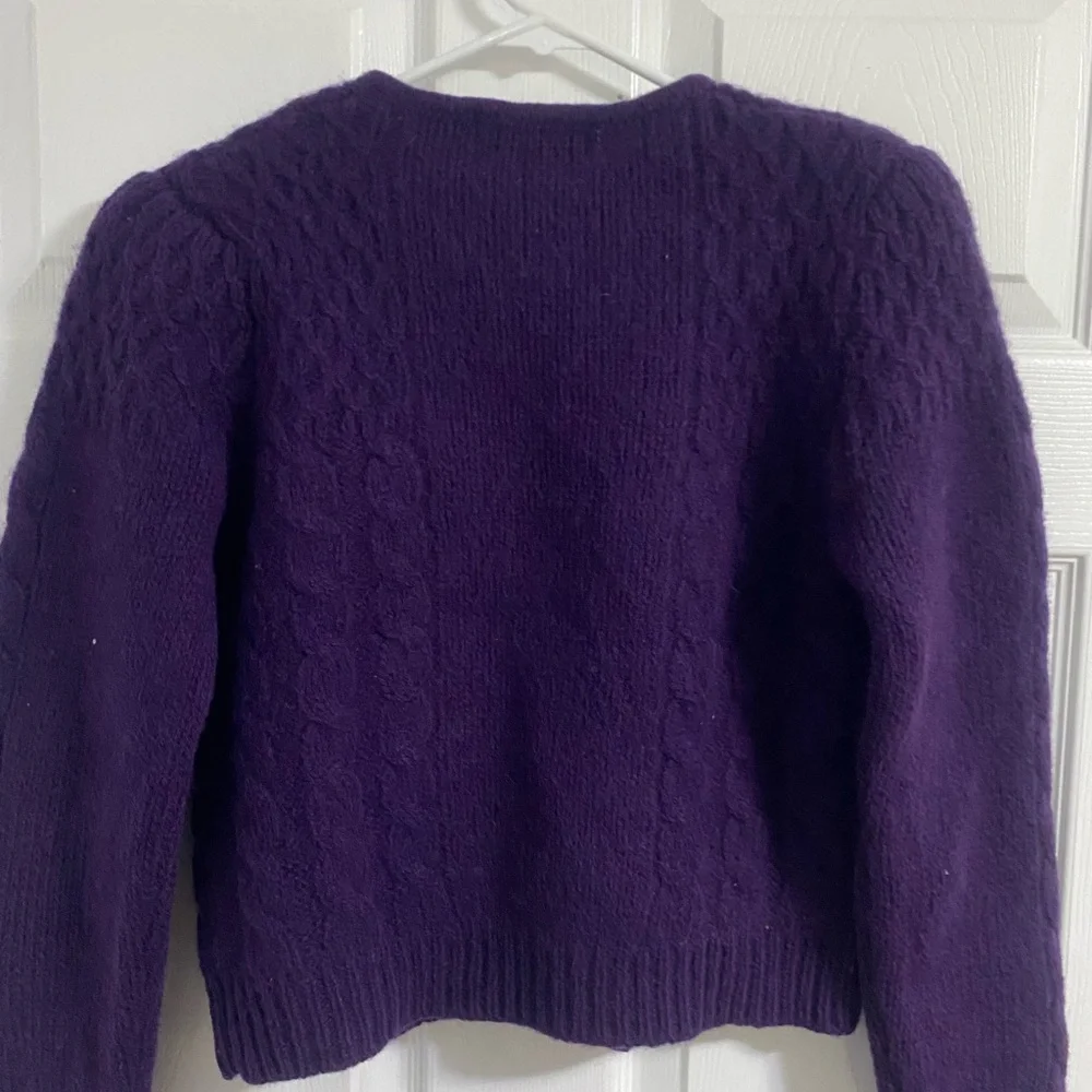 Robert Scott Vintage Wool Flower Button Double Breasted Purple Sweater - Picture 9 of 10